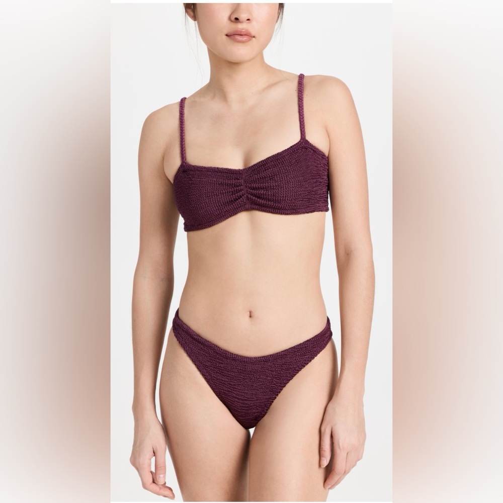 Hunza G Textured Bikini Set in Deep Plum